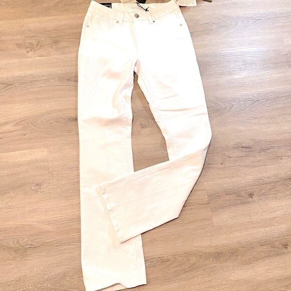 DIANE GILMAN FOREVER LUX SLIM BOOT WHITE DENIM JEANS 4 TALL NWT - Picture 2 of 16